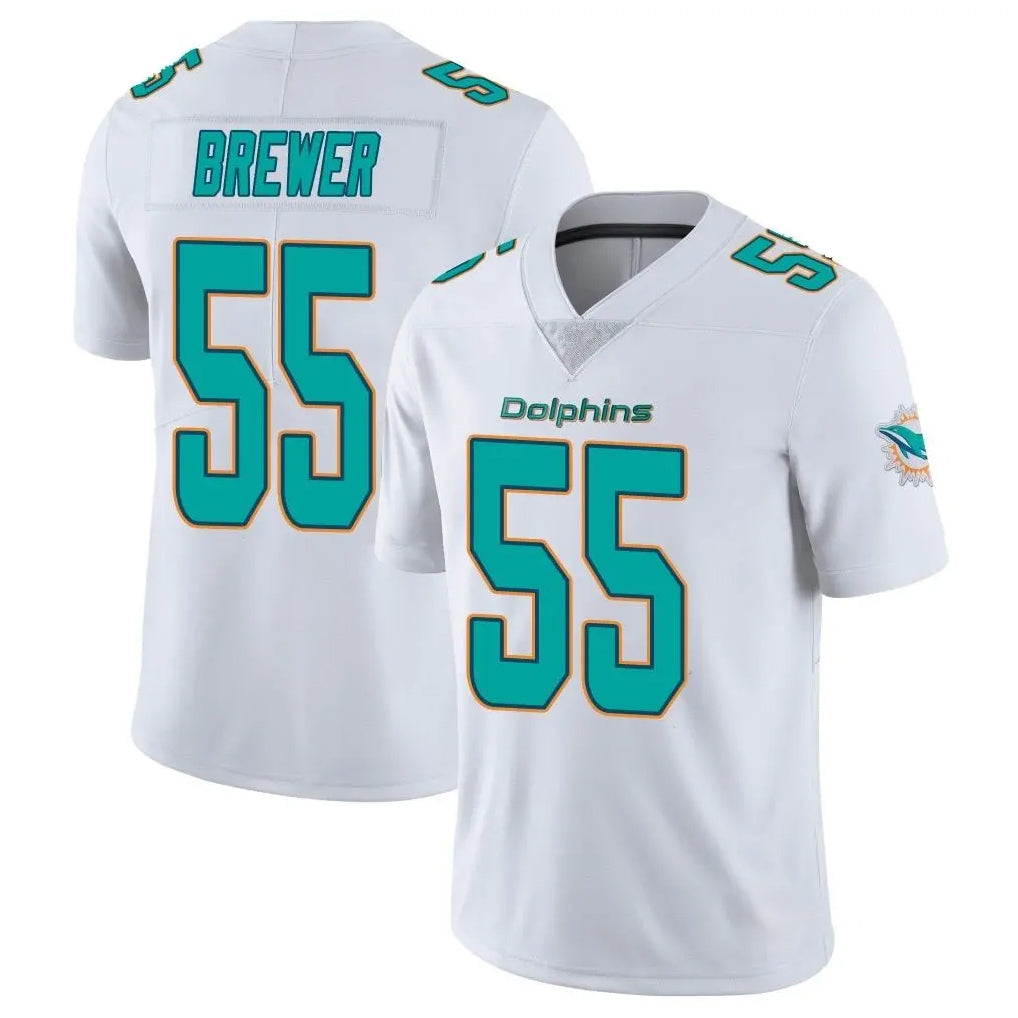 M.Dolphins #55 Aaron Brewer Player White Limited Vapor Untouchable Home Game STECN Stitched Jerseys