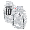LA.Chargers #10 Justin Herbert Player Arctic Camo Salute to Service Hoodies Limited Game STECN Stitched Jerseys