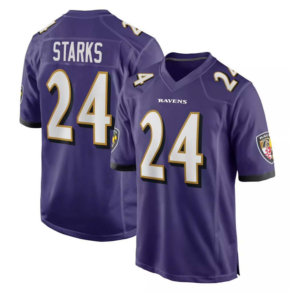 B.Ravens #24 Malaki Starks Player Purple Home Game STECN Stitched Jerseys