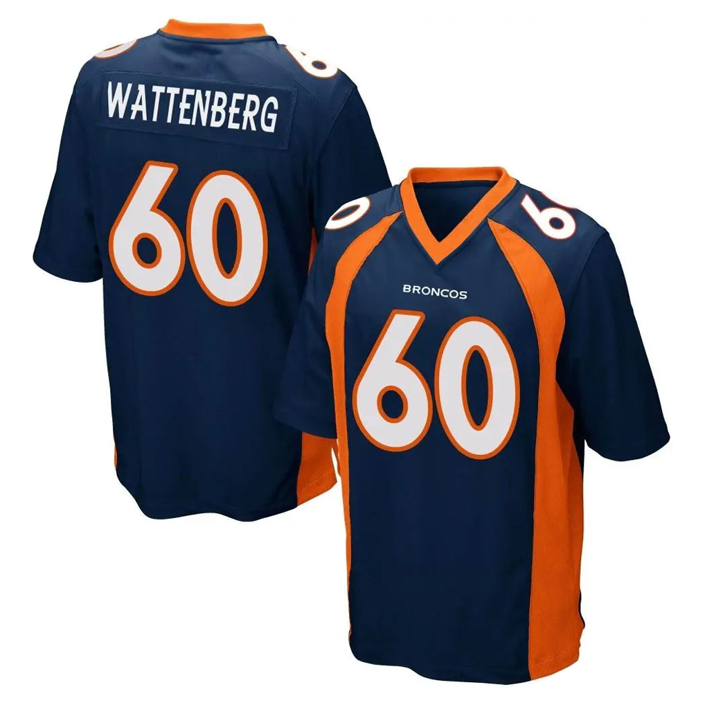 D.Broncos #60 Luke Wattenberg Player Navy Game STECN Stitched Jerseys