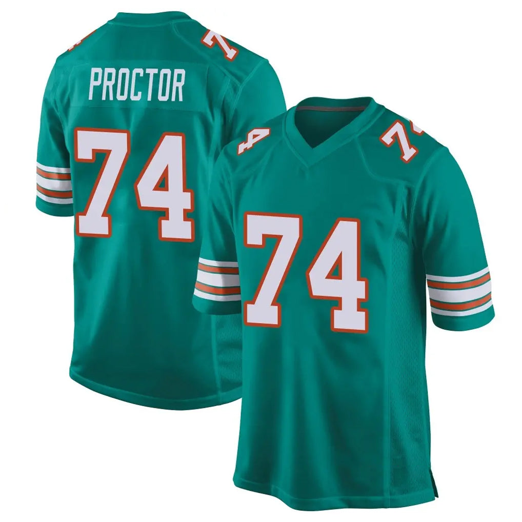 M.Dolphins #74 Kadyn Proctor Player Aqua Alternate Home Game STECN Stitched Jerseys