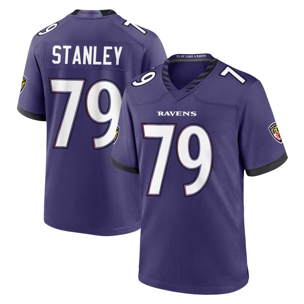 B.Ravens #79 Ronnie Stanley Player Purple Home Game STECN Stitched Jerseys