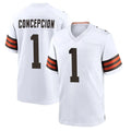 C.Browns #1 KC Concepcion Player White Home Game STECN Stitched Jerseys