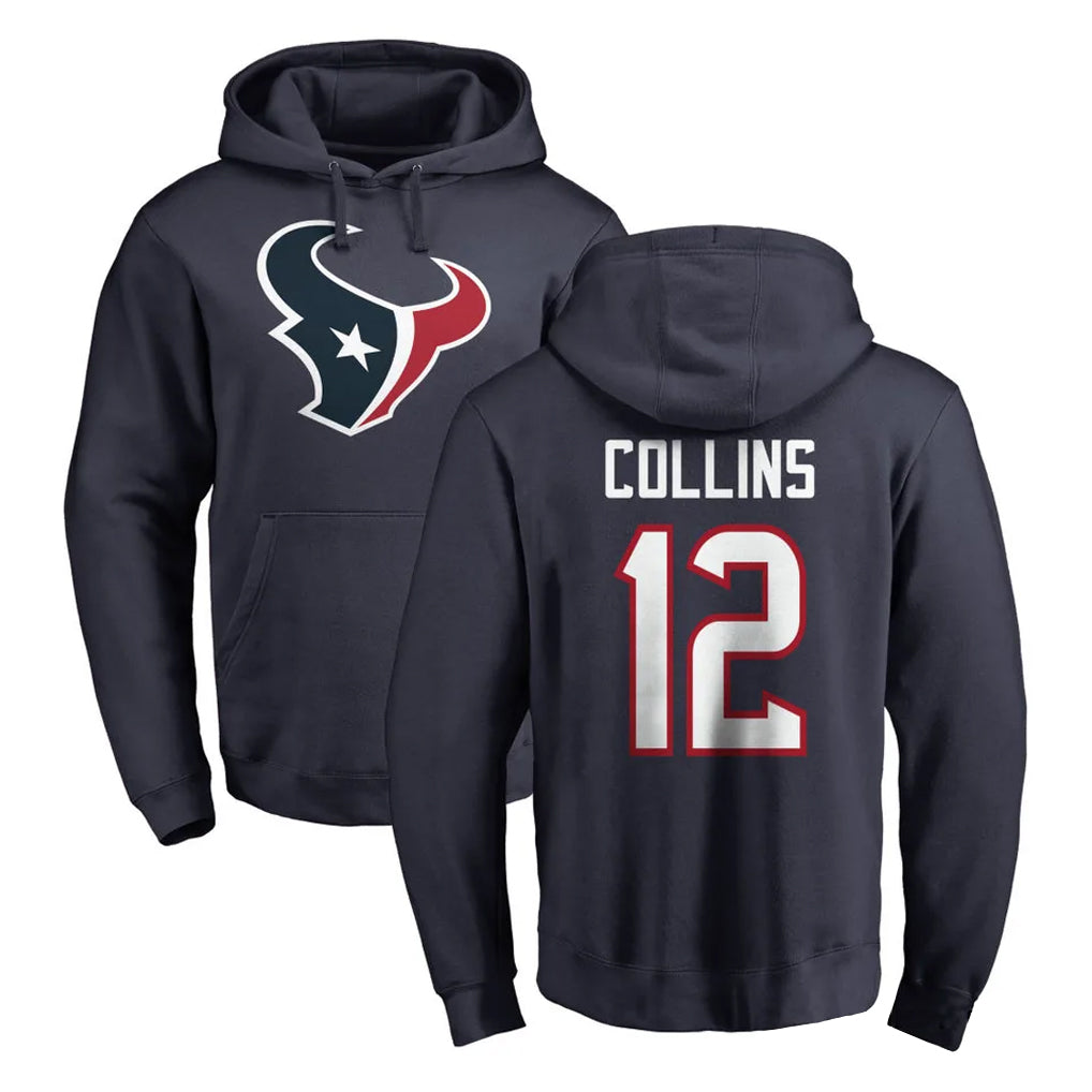 H.Texans #12 Nico Collins Player Navy Pro Line Pullover Hoodie Limited Game STECN Stitched Jerseys