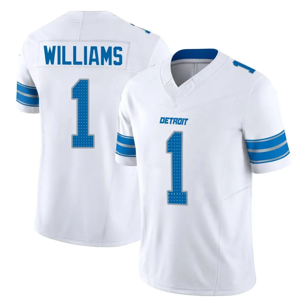 D.Lions #1 Jameson Williams Player White Limited Vapor F.U.S.E. Alternate Home Game STECN Stitched Jerseys