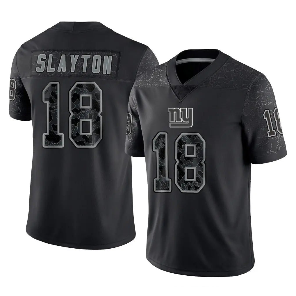 NY.Giants #18 Darius Slayton Player Black Limited Reflective Home Game STECN Stitched Jerseys