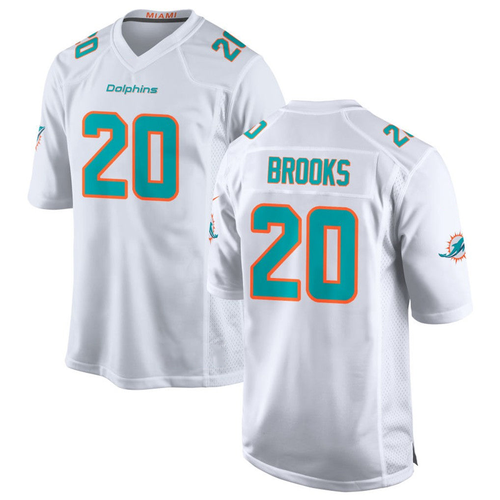 M.Dolphins #20 Jordyn Brooks Player White Limited Home Game STECN Stitched Jerseys