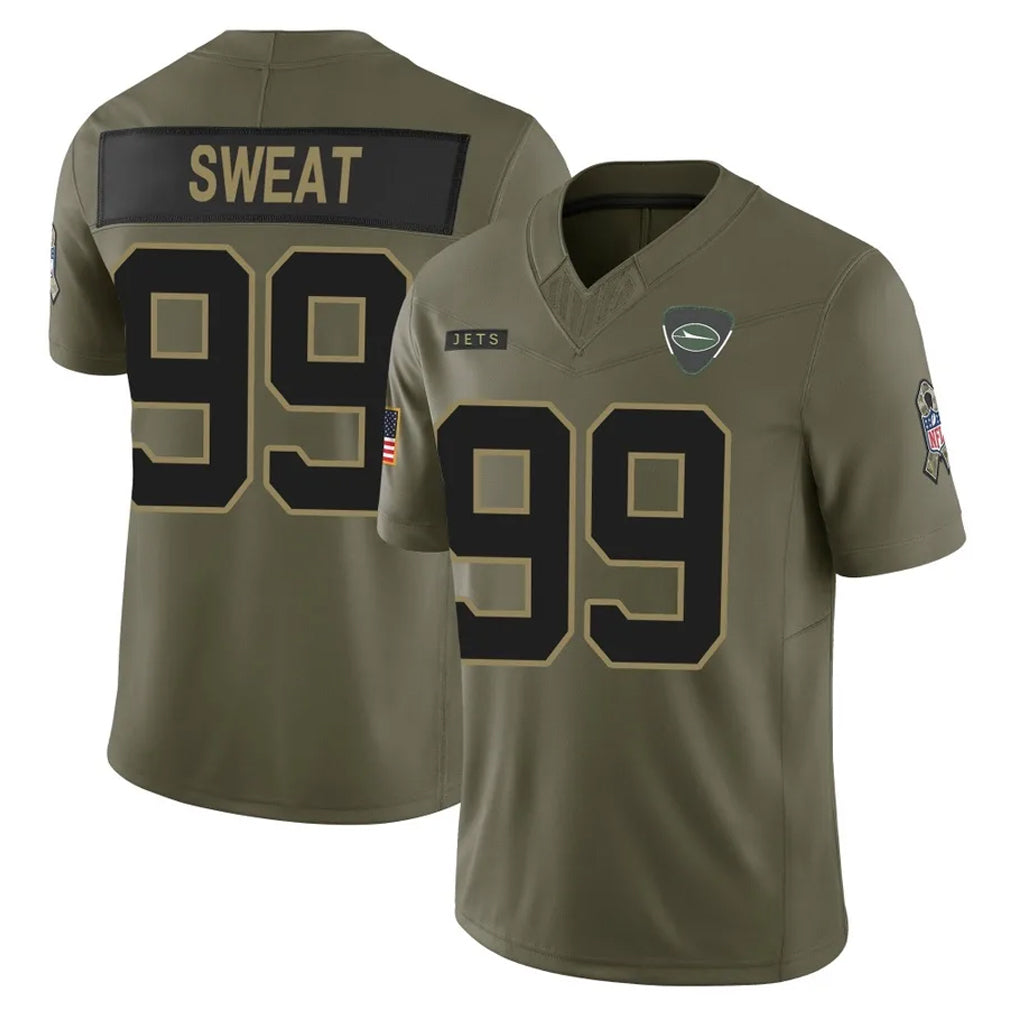 NY.Jets #99 T'Vondre Sweat Player Olive 2025 Salute To Service Limited STECN Stitched Jerseys