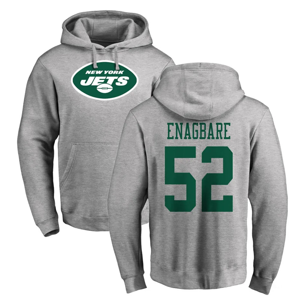 NY.Jets #52 Kingsley Enagbare Player Gray LOGO Pullover Hoodies Limited Game STECN Stitched Jerseys