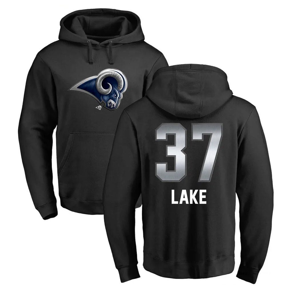 LA.Rams #37 Quentin Lake Player Black Pullover Hoodie Limited Game STECN Stitched Jerseys