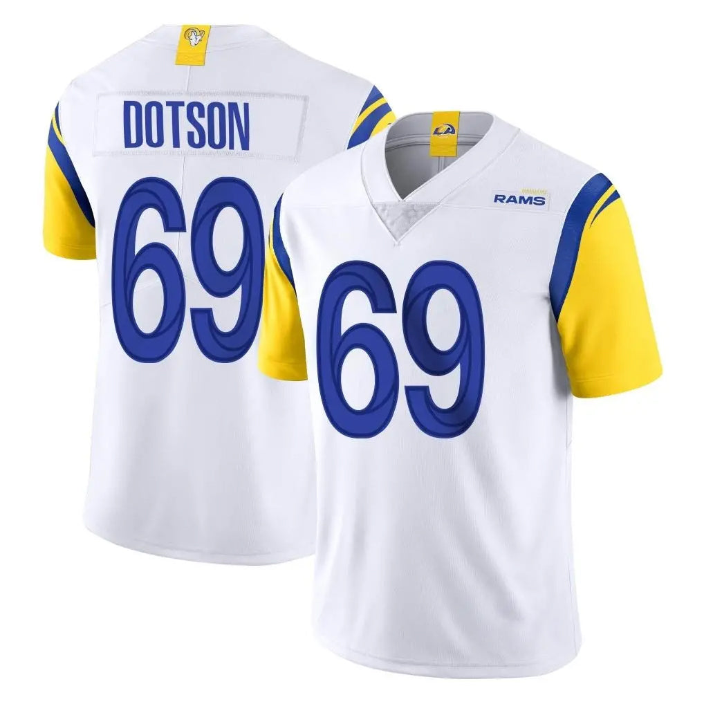 LA.Rams #69 Kevin Dotson Player White Limited Vapor Untouchable Home Game STECN Stitched Jerseys