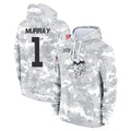 M.Vikings #1 Kyler Murray Player Arctic Camo Salute to Service Pullover Hoodies Limited Game STECN Stitched Jerseys
