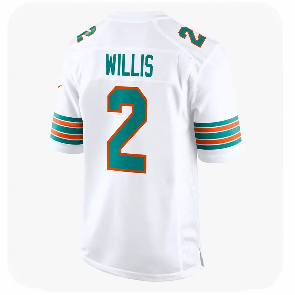 M.Dolphins #2 Malik Willis Player White Limited Home Game STECN Stitched Jerseys