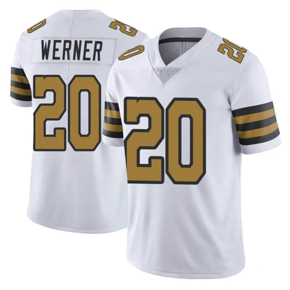 NO.Saints #20 Pete Werner Player White Limited Color Rush Home Game STECN Stitched Jerseys