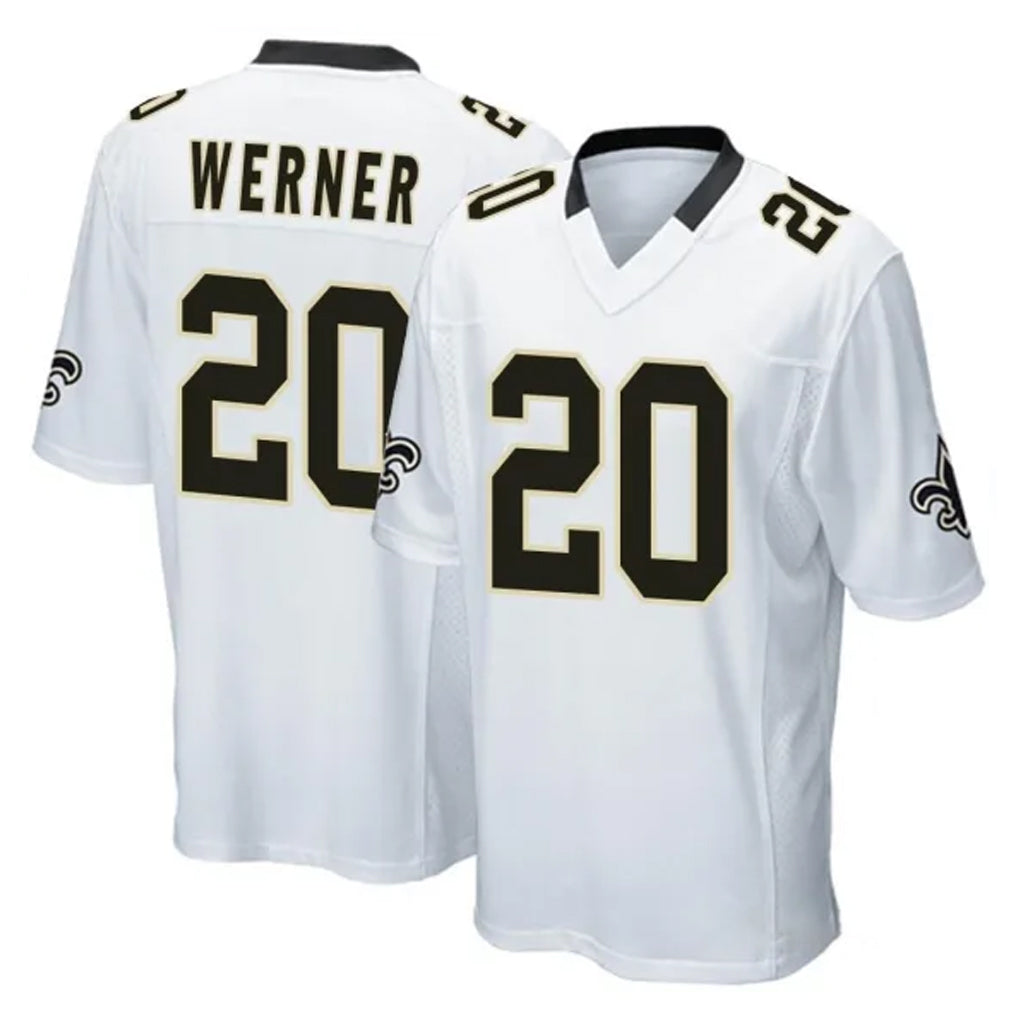 NO.Saints #20 Pete Werner Player White Home Game STECN Stitched Jerseys