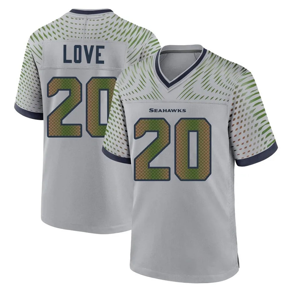S.Seahawks #20 Julian Love Player Grey 2025 Rivalries Collection Home Game STECN Stitched Jerseys