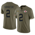 KC.Chiefs #2 Tyquan Thornton Player Olive Salute To Service Limited STECN Stitched Jerseys
