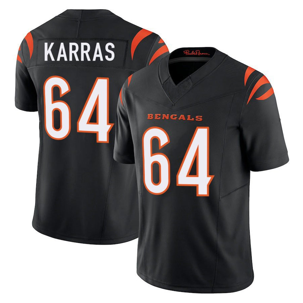 C.Bengals #64 Ted Karras Player Black Vapor F.U.S.E. Limited Home Game STECN Stitched Jerseys