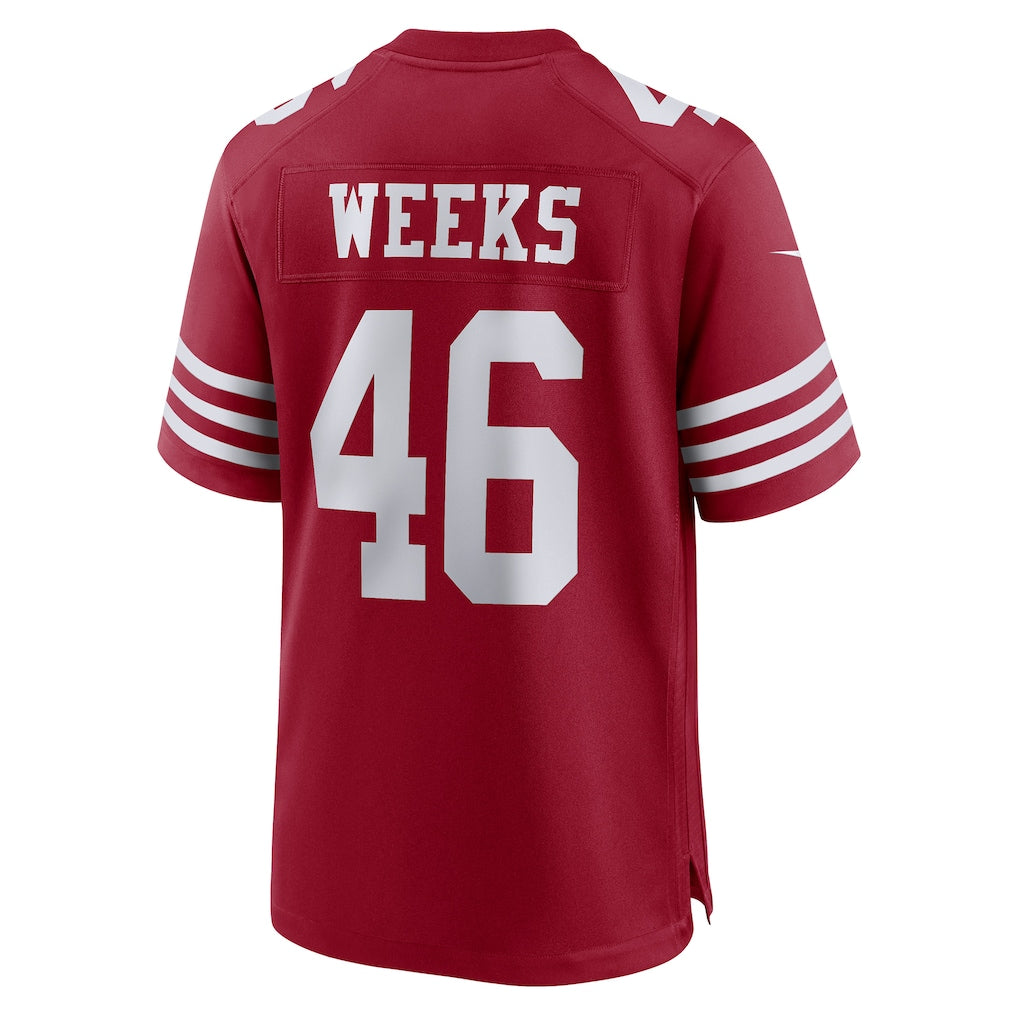 STECN SF.49ers #46 Jon Weeks Scarlet Team Game Jersey