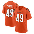 C.Bengals #49 Barrett Carter Player Orange Home Game STECN Stitched Jerseys