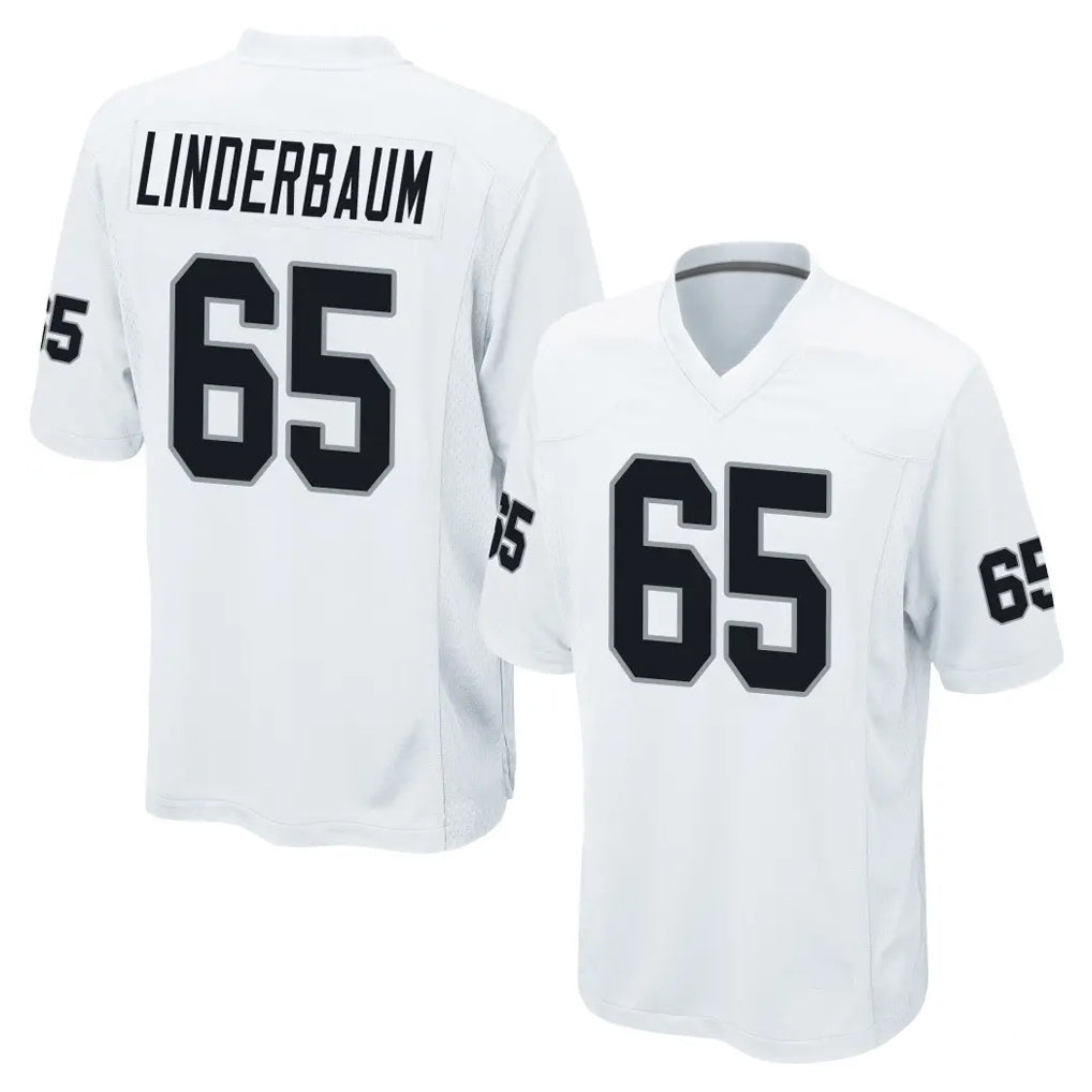 LV.Raiders #65 Tyler Linderbaum Player White Home Game STECN Stitched Jerseys