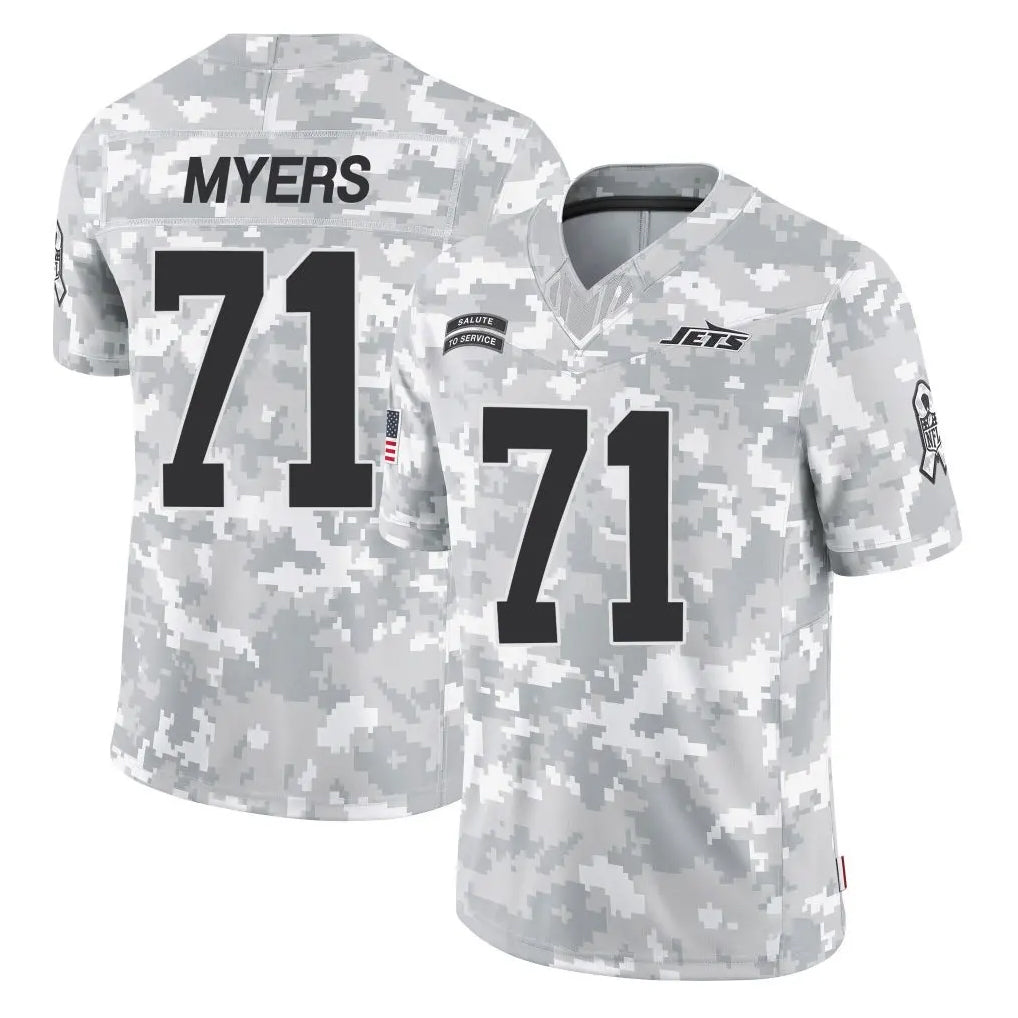 NY.Jets #71 Josh Myers Player Arctic Camo Salute to Service Limited Game STECN Stitched Jerseys