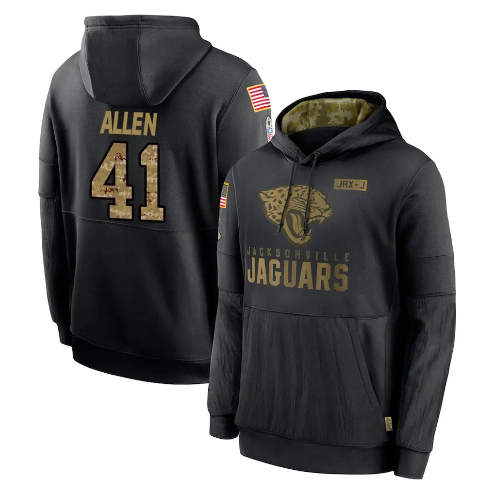 J.Jaguars #41 Josh Hines-Allen Player Black Salute to Service Hoodies Limited Game STECN Stitched Jerseys