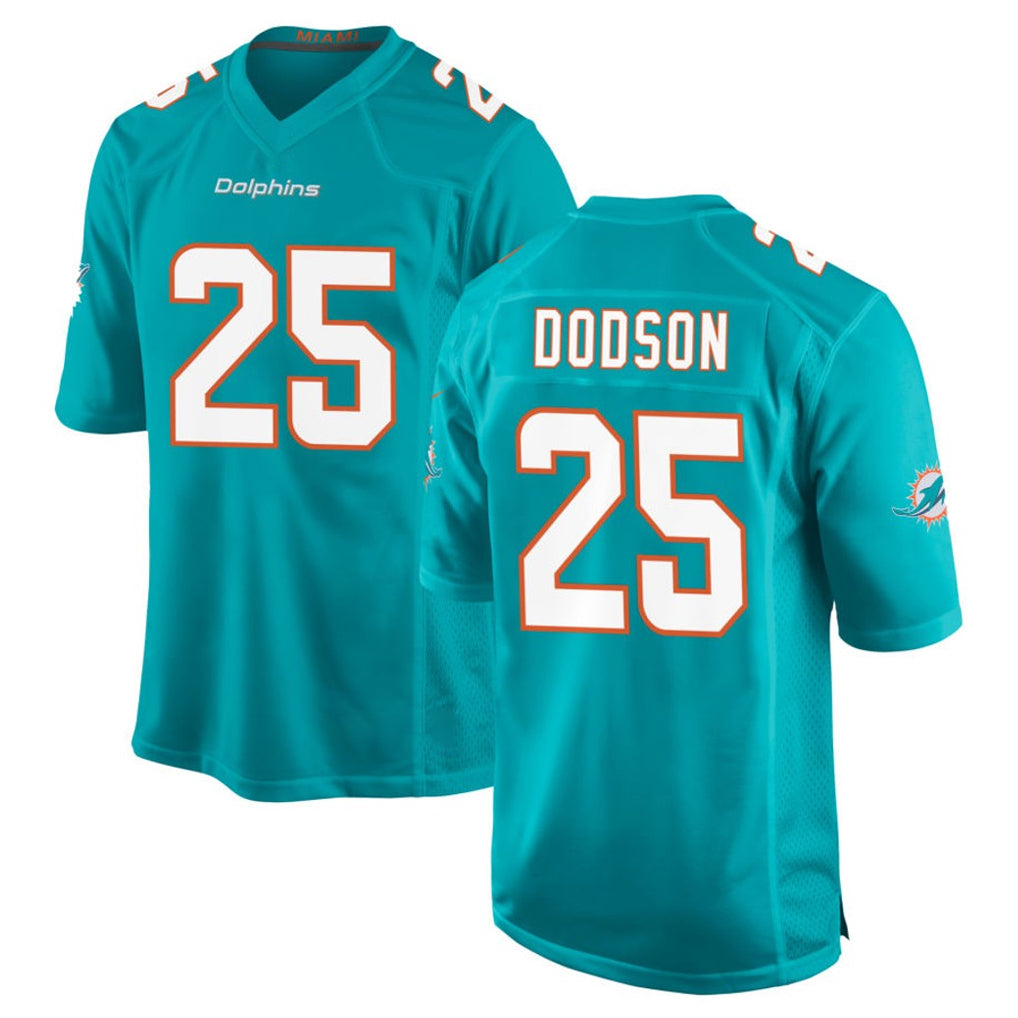 M.Dolphins #25 Tyrel Dodson Player Aqua Home Game STECN Stitched Jerseys