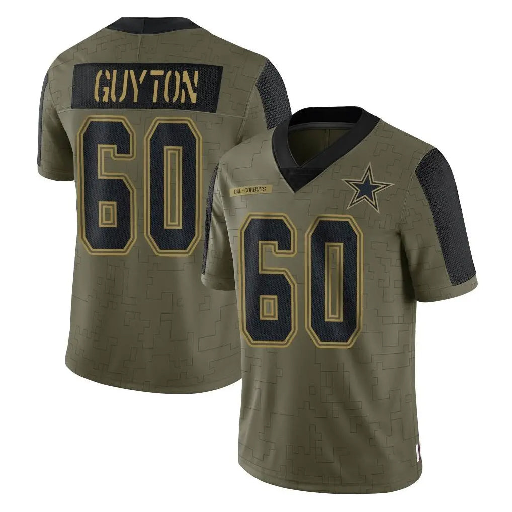 D.Cowboys #60 Tyler Guyton Player Olive Salute to Service Limited Home Game STECN Stitched Jerseys