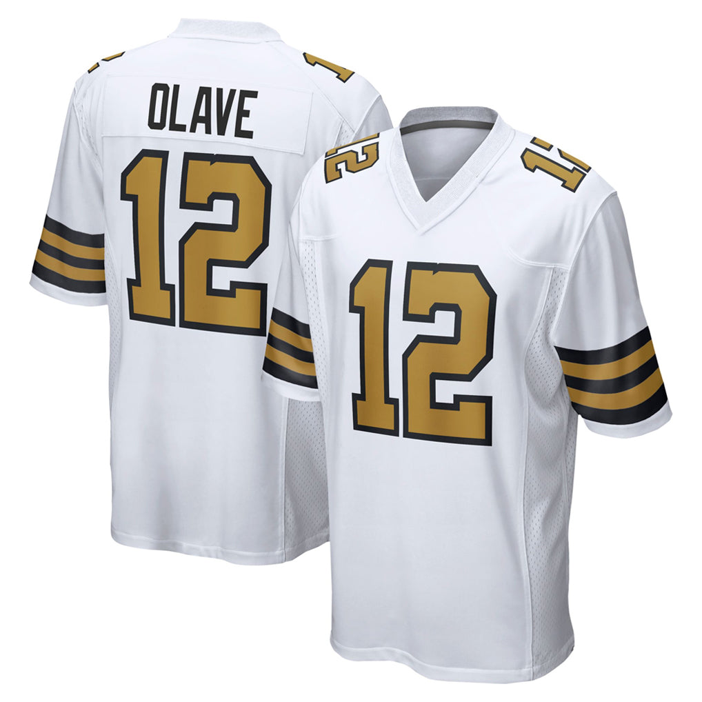 NO.Saints #12 Chris Olave Player White Alternate Home Game STECN Stitched Jerseys