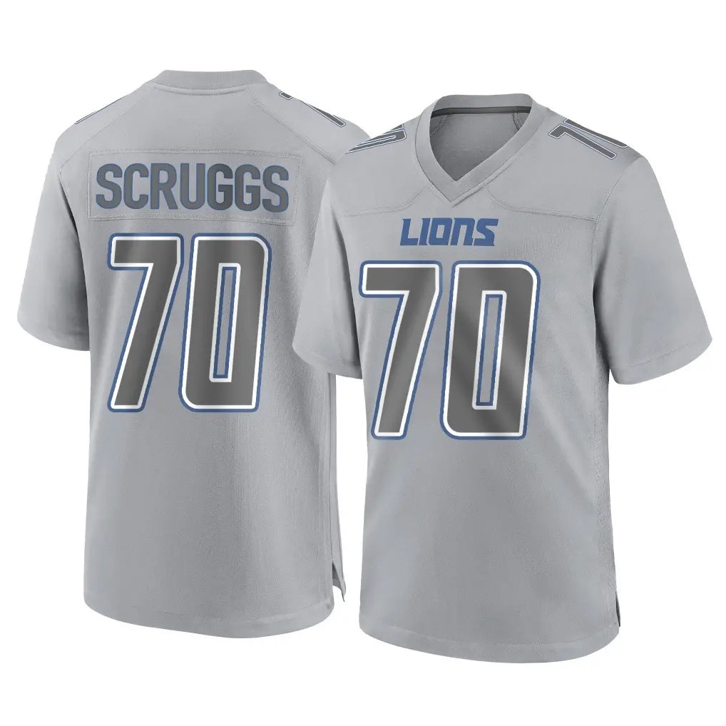 D.Lions #70 Juice Scruggs Player Gray Atmosphere Fashion Home Game STECN Stitched Jerseys