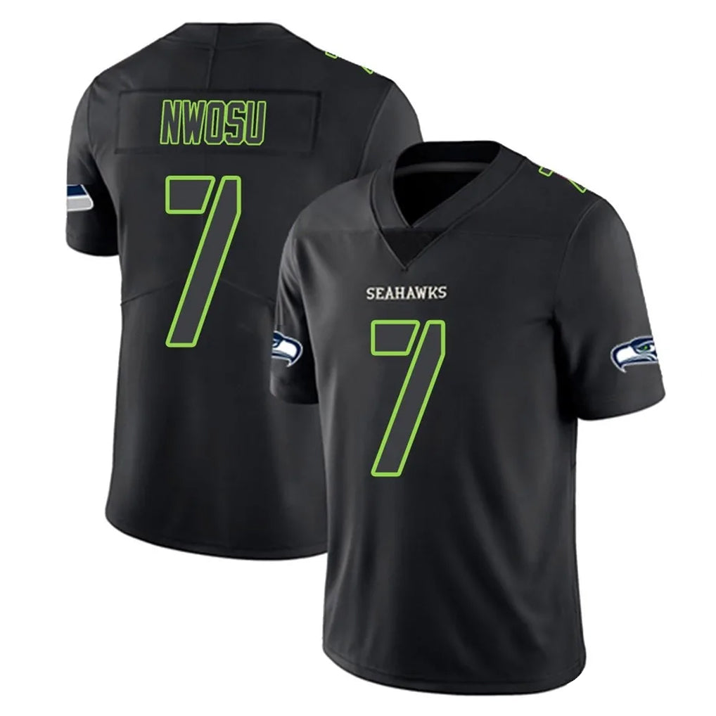 S.Seahawks #7 Uchenna Nwosu Player Black Impact Limited Home Game STECN Stitched Jerseys