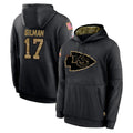 KC.Chiefs #17 Alohi Gilman Player Black Salute to Service Hoodies Limited Game STECN Stitched Jerseys