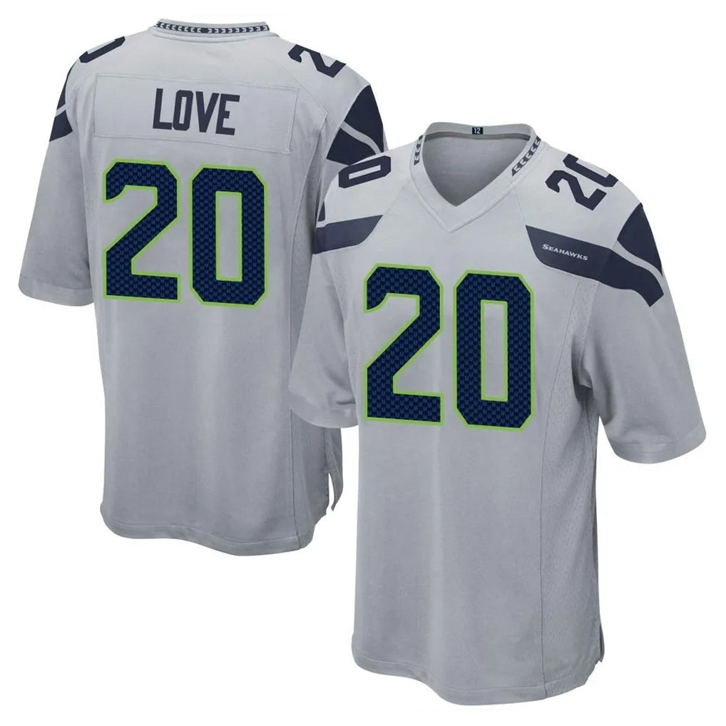 S.Seahawks #20 Julian Love Player Gray Home Game STECN Stitched Jerseys