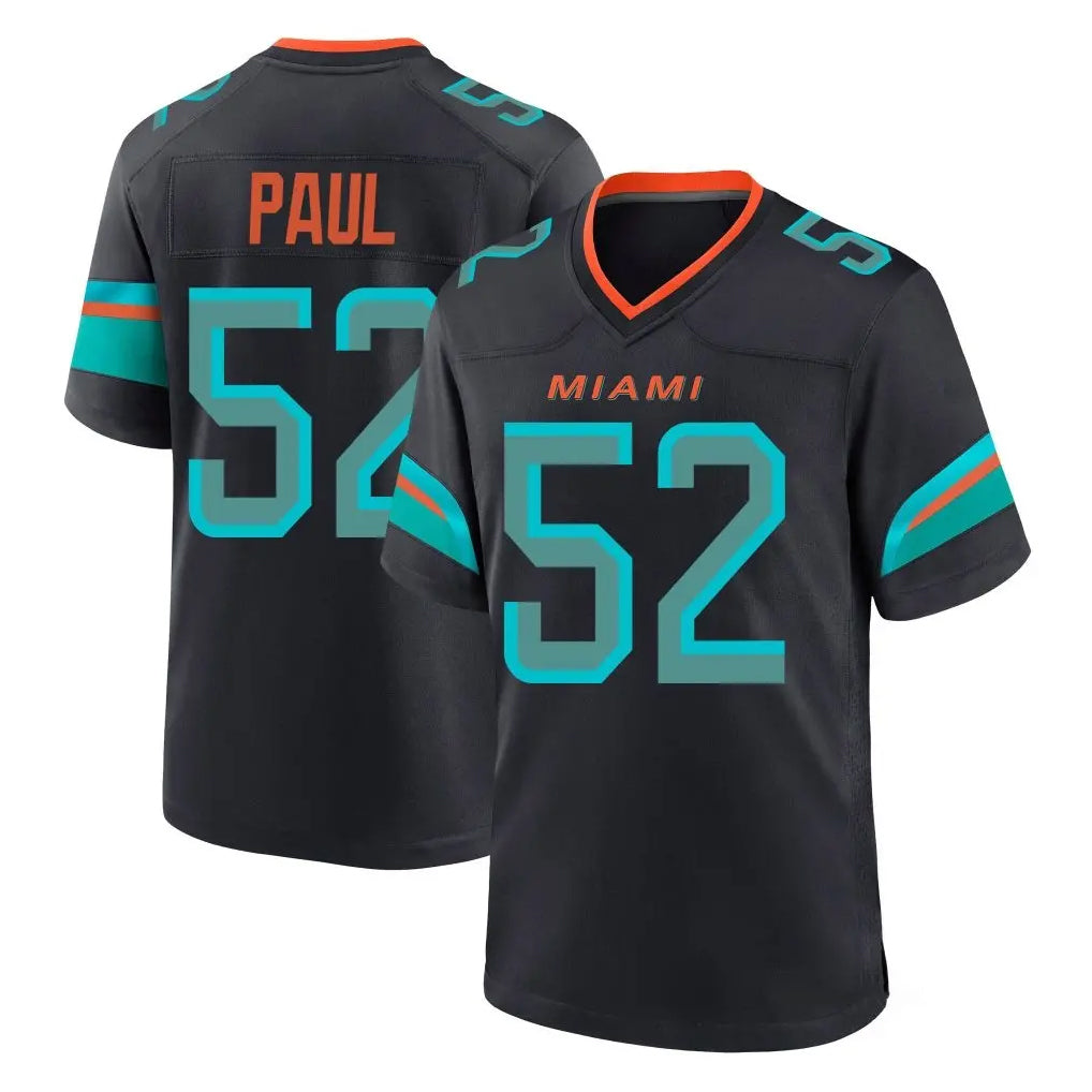 M.Dolphins #52 Patrick Paul Player Black Pitch Rivalries Collection Home Game STECN Stitched Jerseys