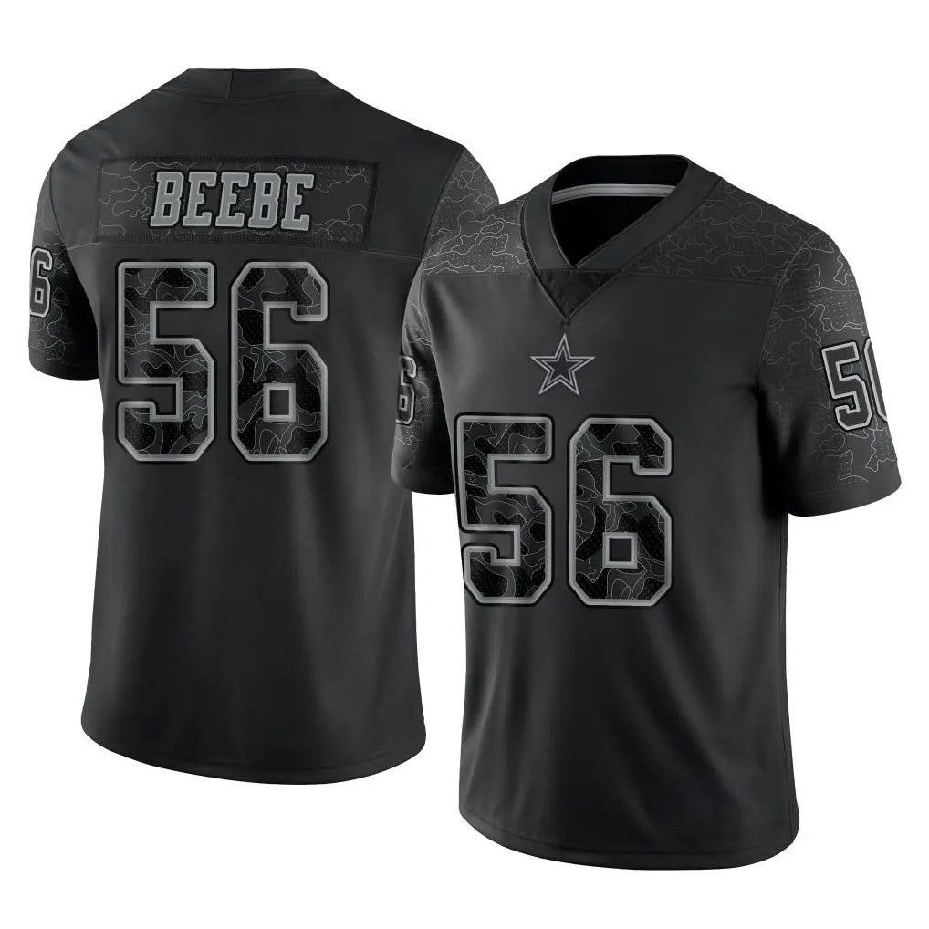 D.Cowboys #56 Cooper Beebe Player Black Limited Reflective Home Game STECN Stitched Jerseys