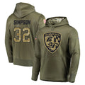 B.Ravens #32 Trenton Simpson Player Olive Salute to Service Pullover Hoodie STECN Stitched Jerseys