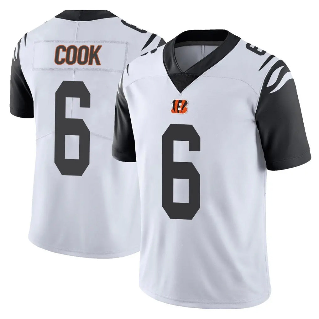 C.Bengals #6 Brian Cook Player White Color Rush Vapor Untouchable Limted Home Game STECN Stitched Jerseys