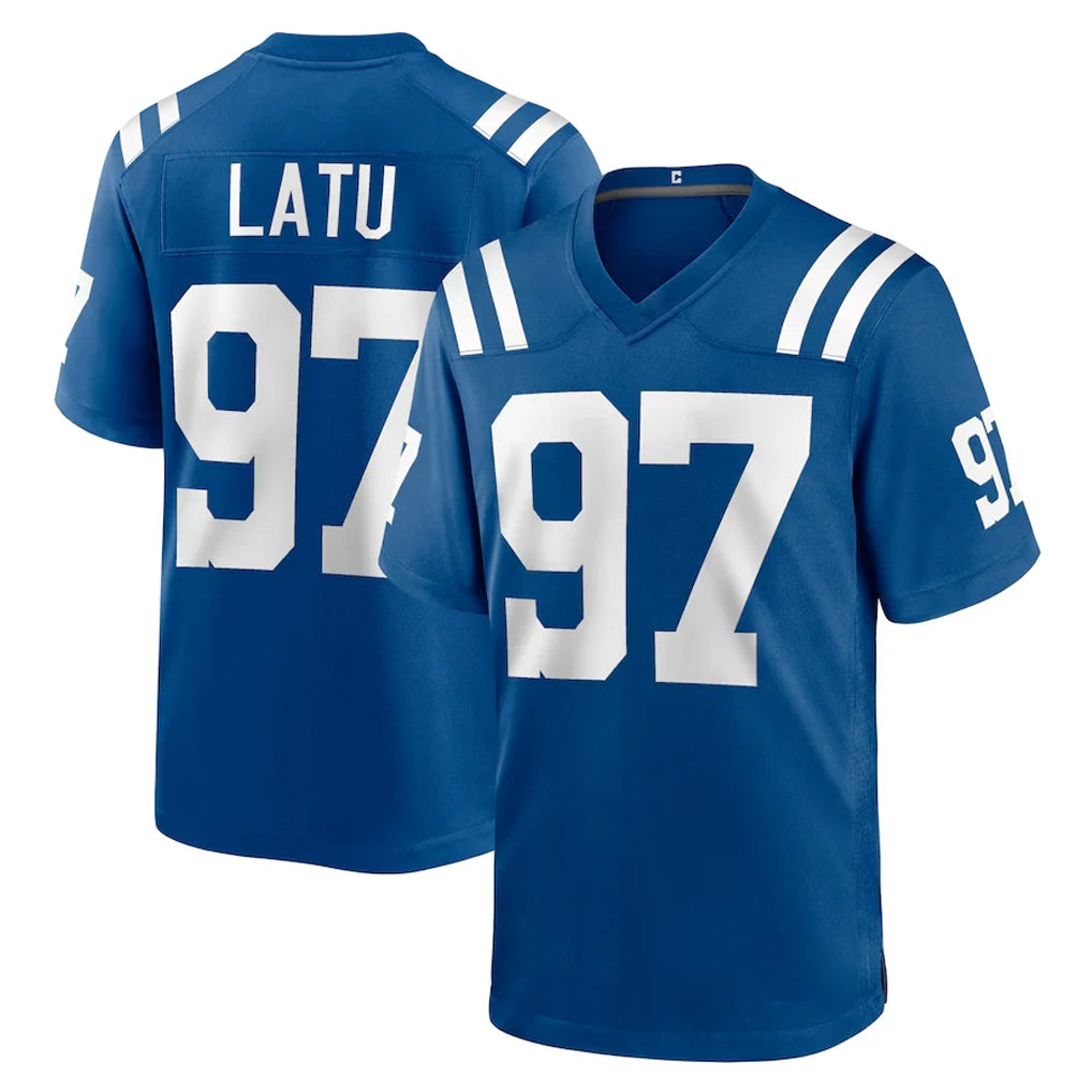IN.Colts #97 Laiatu Latu Player Royal Home Game STECN Stitched Jerseys
