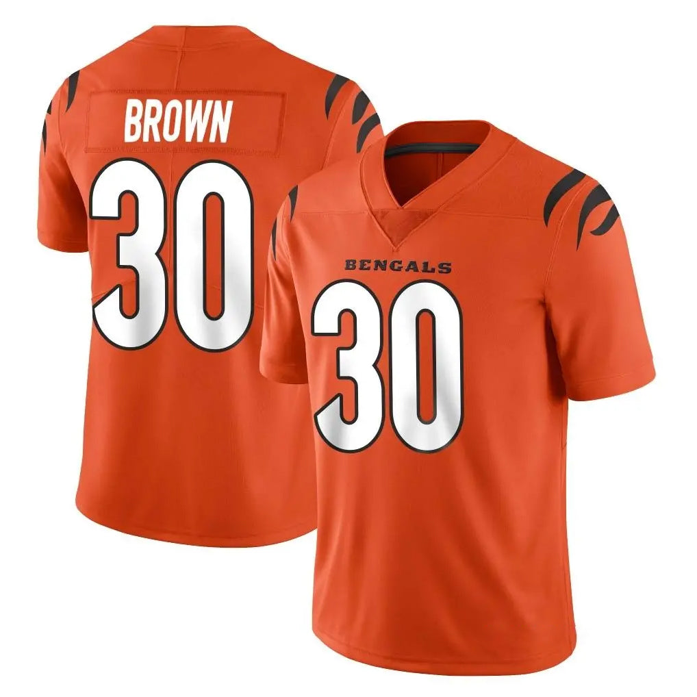 C.Bengals #30 Chase Brown Player Orange Vapor Untouchable Limited Home Game STECN Stitched Jerseys