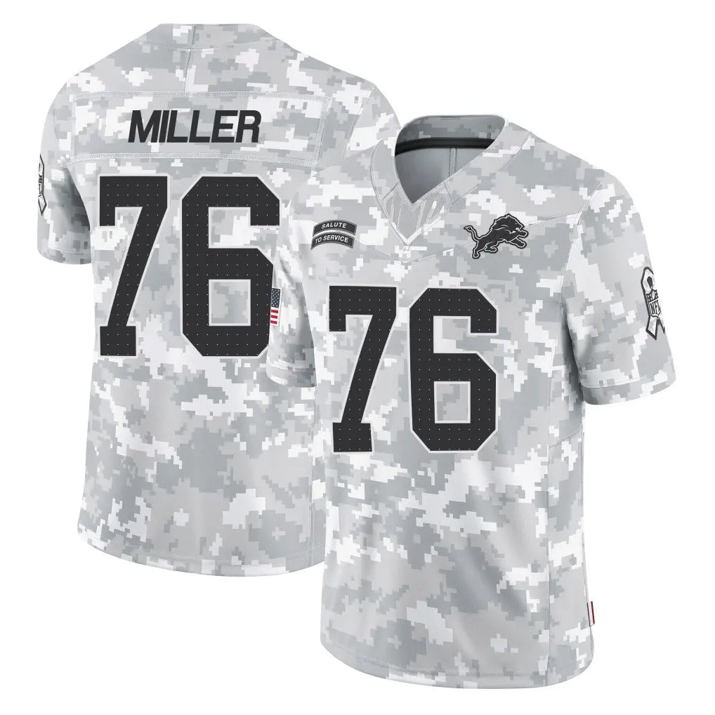 D.Lions #76 Blake Miller Player Arctic Camo Salute To Service Limited STECN Stitched Jerseys