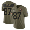 KC.Chiefs #87 Travis Kelce Player Olive 2025 Salute To Service Limited Game STECN Stitched Jerseys
