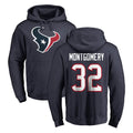 H.Texans #32 David Montgomery Player Navy Pro Line Pullover Hoodie Limited Game STECN Stitched Jerseys