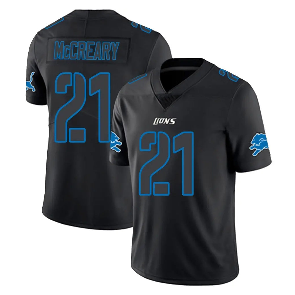 D.Lions #21 Roger McCreary Player Black Impact Limited Home Game STECN Stitched Jerseys