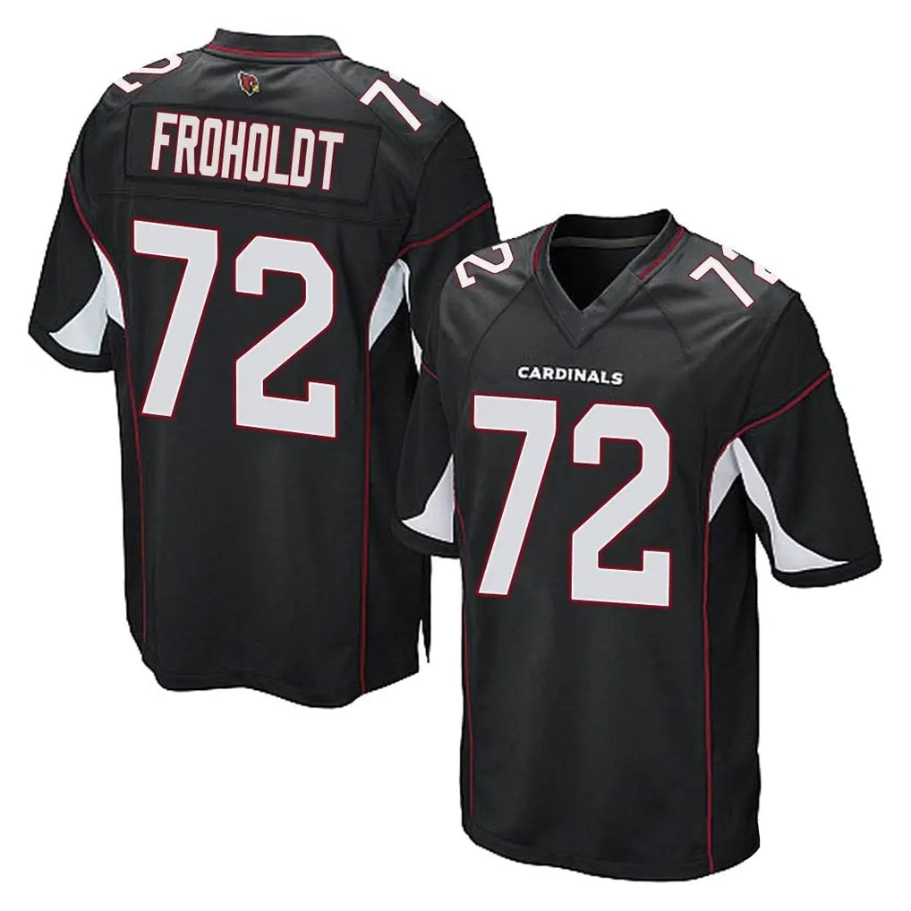 A.Cardinals #72 Hjalte Froholdt Player Black Home Game STECN Stitched Jerseys