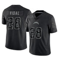 LA.Chargers #28 Kimani Vidal Player Black Limited Reflective Home Game STECN Stitched Jerseys