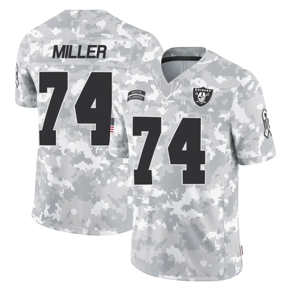 LV.Raiders #74 Kolton Miller Player Arctic Camo Salute To Service Limited Game STECN Stitched Jerseys