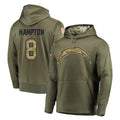 LA.Chargers #8 Omarion Hampton Player Olive Salute to Service Pullover Hoodies Home Game STECN Stitched Jerseys