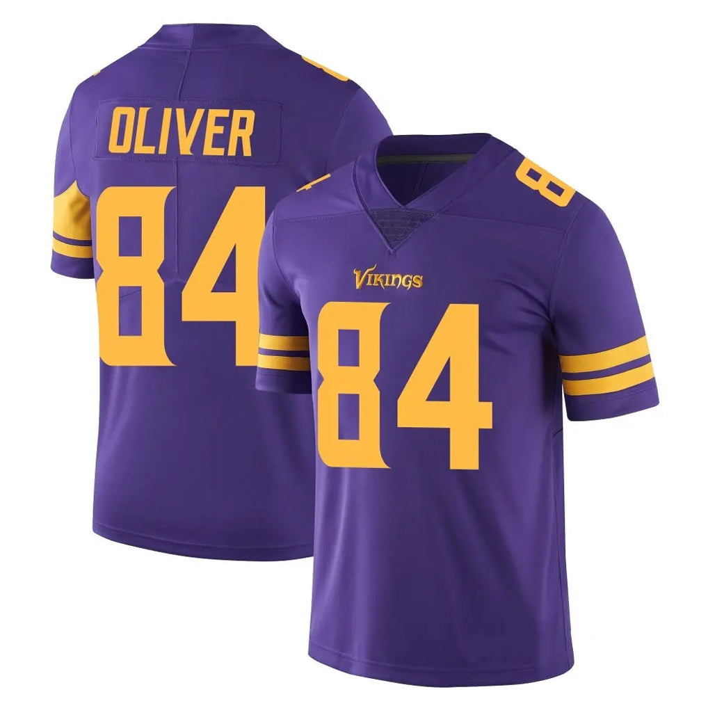 M.Vikings #84 Josh Oliver Player Purple Limited Color Rush Home Game STECN Stitched Jerseys