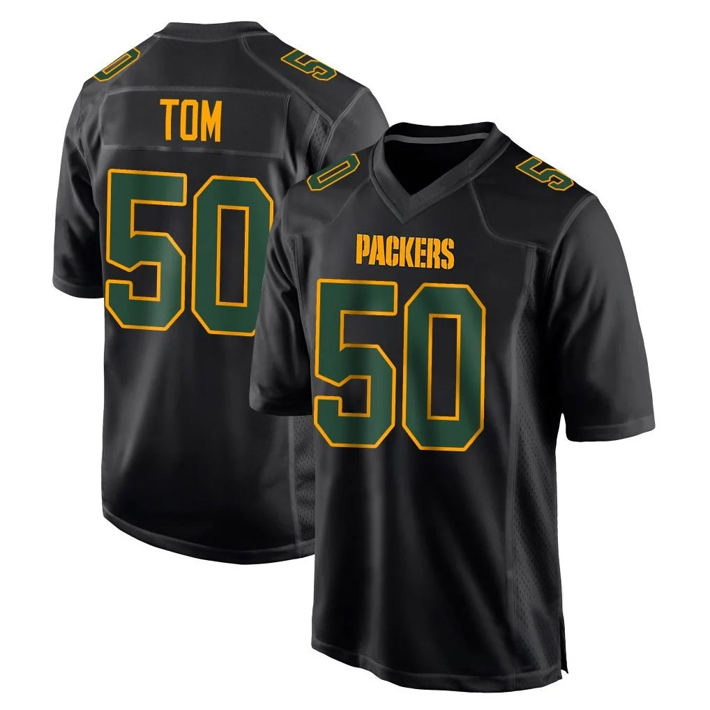 GB.Packers #50 Zach Tom Player Black Fashion Home Game STECN Stitched Jerseys